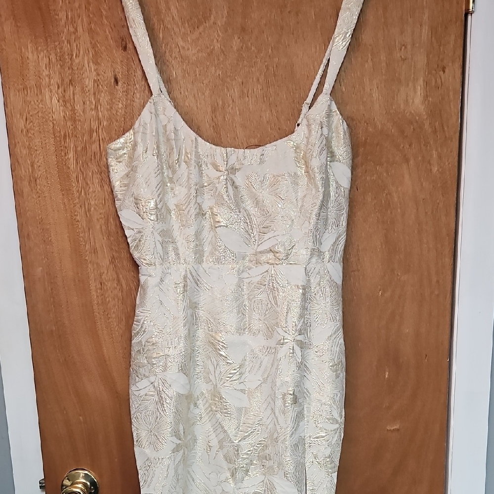 Lulus Immaculate Chicness Ivory Floral Brocade Midi Dress